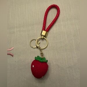 Red Strawberry Keychain Wristlet